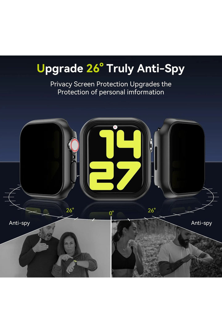 Apple Watch 41mm Uyumlu Kılıf Ekran ve Kasa Koruma Hayalet/Privacy Gizlilik Özellikli Kasa Koruyucu