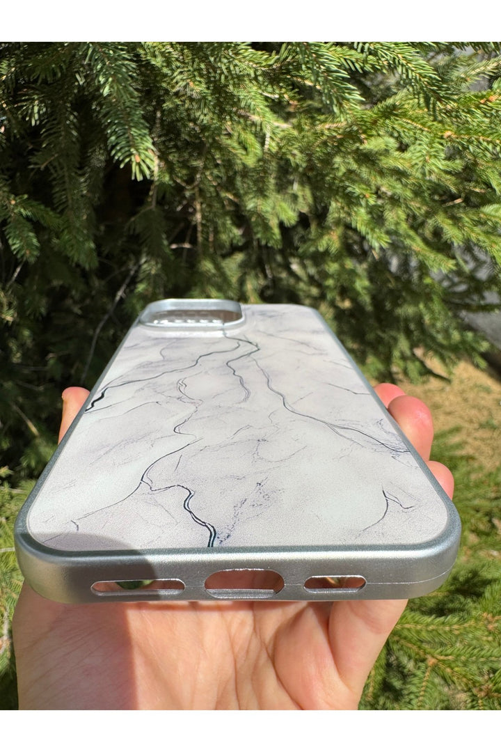 iPhone 14 Pro Max Uyumlu Kılıf Parlak Mermer Desenli Kamera Kenar Koruyuculu Arka Kapak