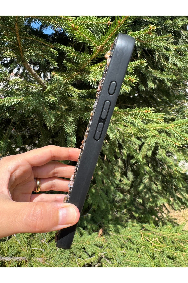 iPhone 16 Pro Max Uyumlu Taşlı Magsafe Kılıf Parlak Taşlı Simli Koruyucu Kablosuz Şarj Silikon Kapak
