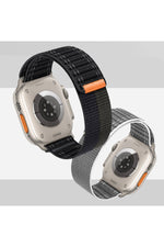 Load image into Gallery viewer, Apple Watch 44mm/45mm/46mm/49mm Uyumlu Kordon Bakla Bölmeli Dizayn Hasır Cırt Dokuma Kumaş Kordon