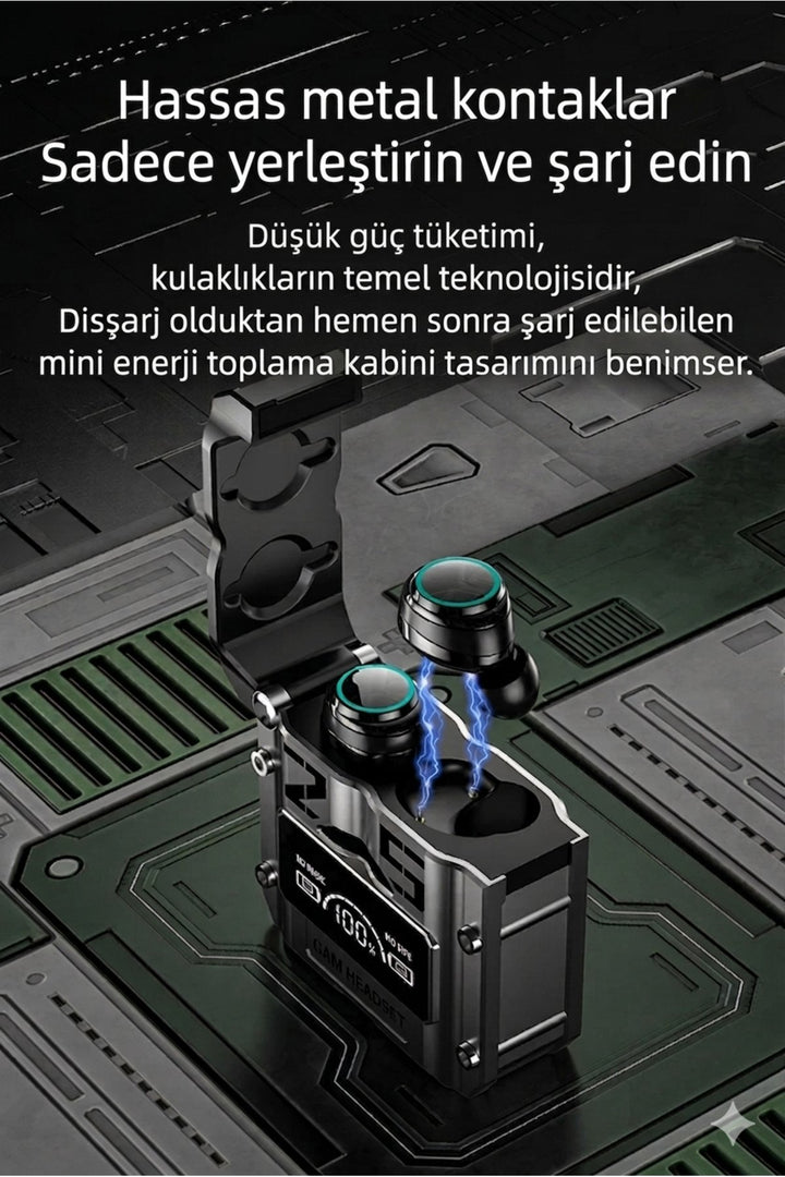 Bluetooth Oyun Kulaklığı Mecha Ledli Kablosuz Game Kulaklık Yüksek Bass ENC Oyun Modlu Dijital