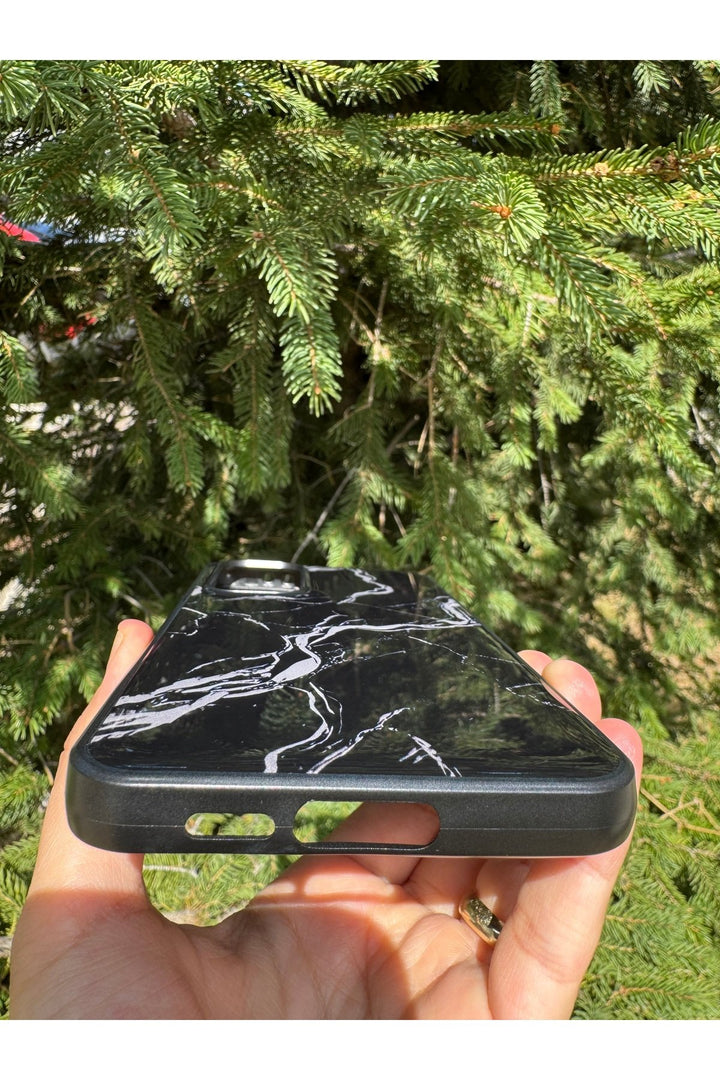 Samsung Galaxy S24 Fe Uyumlu Kılıf Parlak Mermer Desenli Kamera Kenar Koruyuculu Arka Kapak