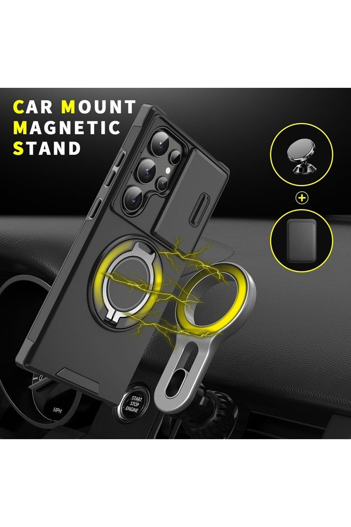 Samsung Galaxy S25/s24 Uyumlu Kılıf Kamera Korumalı Sürgülü 360 Dönebilen Magsafe Stand Tank Kapak