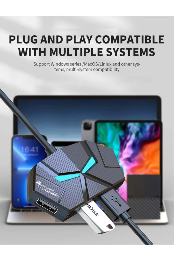 USB To Type-C USB Çoklayıcı PC/Notebook/X-Box/Oyun Konsolu Uzatıcı Gaming Oyuncu Çevirici HUB 4x USB