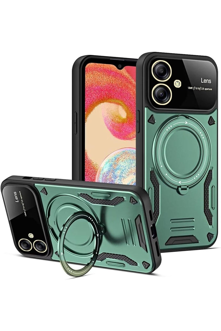 Samsung Galaxy A06 Uyumlu Kılıf Magsafe Standlı Kamera Lens Korumalı Dayanıklı Renkli Tank Kapak