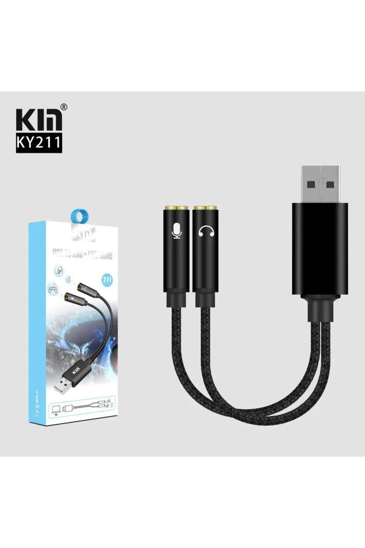 USB To 3.5mm Jack Çevirici USB To Kulaklık ve Mikrofon Çevirici Ses Kartlı Notebook PC Dönüştürücü
