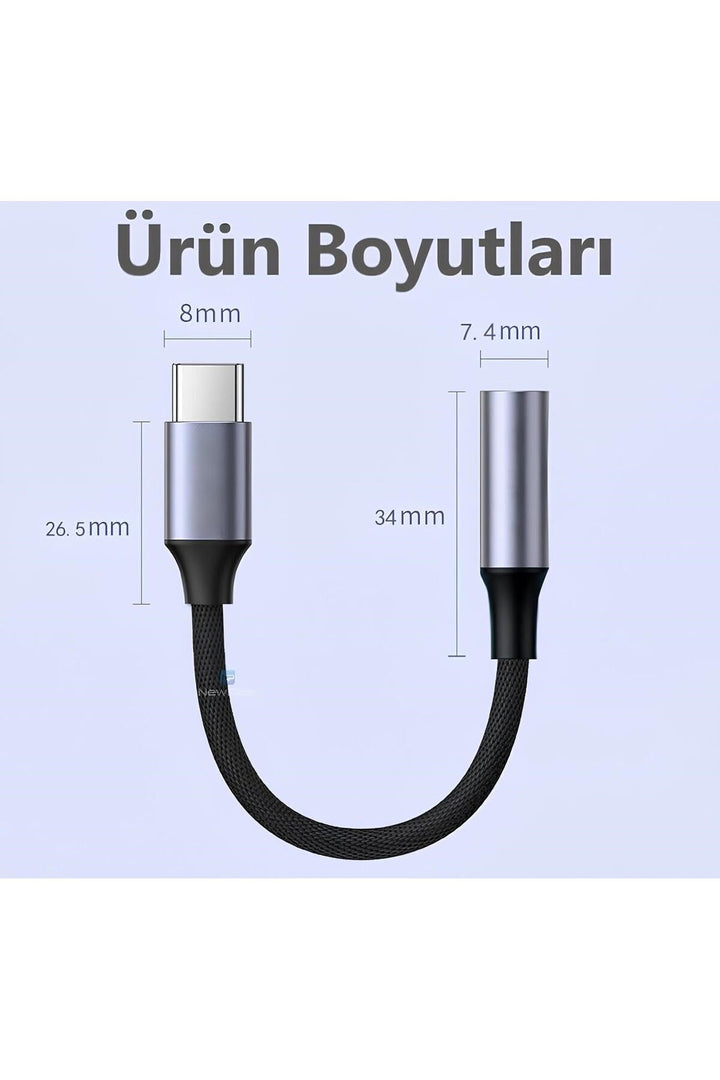 iPad iPhone 17 Pro Max/16 Pro/15 Uyumlu Type-C To 3.5mm Jack Aux Ses Kulaklık Çevirici Dönüştürücü