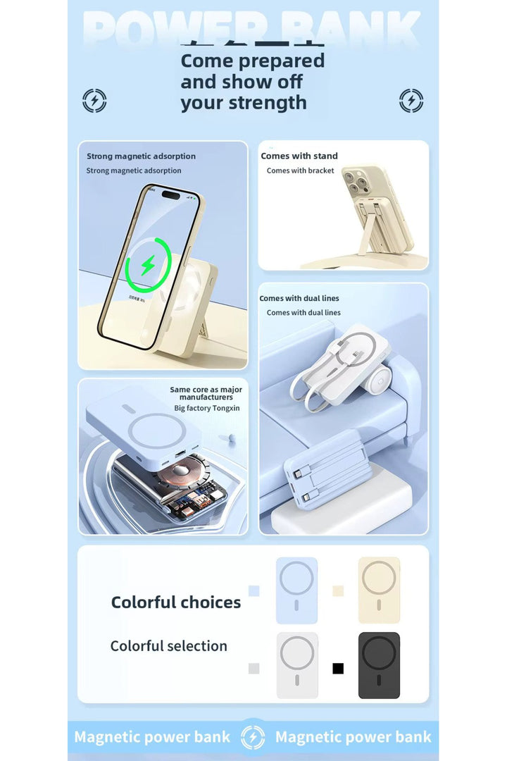 iPhone 12/13/14/15/16 Plus/17 Pro Max Uyumlu 12000 Powerbank Kablolu ve Kablosuz Hızlı Şarj Cihazı