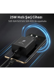 Samsung Galaxy S22/S23/24 Fe/S24 Plus/S25 Ultra Uyumlu Hızlı Şarj Aleti 25W USB-C Type-C Şarj Cihazı