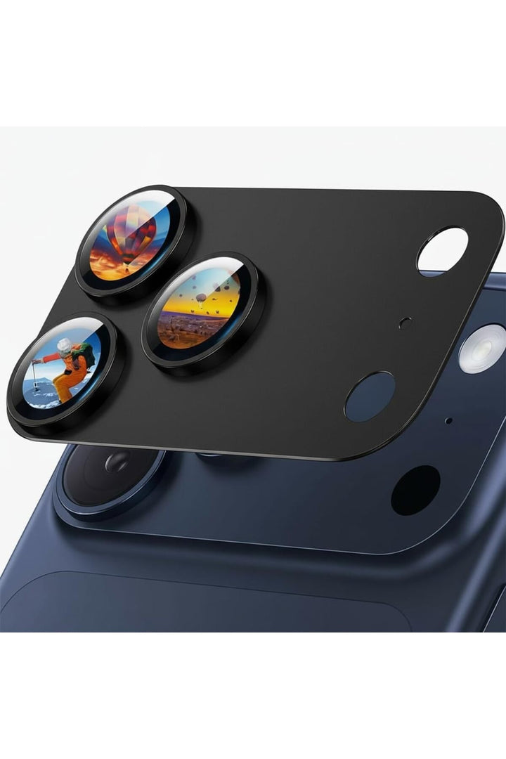 iPhone 17 Pro Uyumlu Kamera Koruyucu Lens Metal Temperli Cam Kamera Çevresi Tam Koruma