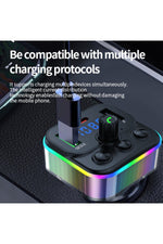 Load image into Gallery viewer, Bluetooth Araç Kiti FM Transmitter USB Type-C PD RGB LED Işıklı Flash Bellek MP3 Çakmaklık Girişli