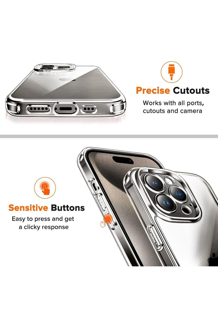 iPhone 15 Pro Max Uyumlu Şeffaf Kılıf Kamera Çıkıntılı Koruyucu Slim Renksiz İnce Esnek Silikon