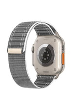 Load image into Gallery viewer, Apple Watch 44mm/45mm/46mm/49mm Uyumlu Kordon Bakla Bölmeli Dizayn Hasır Cırt Dokuma Kumaş Kordon