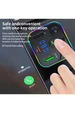 Load image into Gallery viewer, Bluetooth Araç Kiti FM Transmitter USB Type-C PD RGB LED Işıklı Flash Bellek MP3 Çakmaklık Girişli