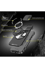 Load image into Gallery viewer, iPhone 15 Pro Uyumlu Kılıf Kamera Korumalı Sürgülü 360 Dönebilen Magsafe Stand Renkli Tank Kapak