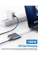 Load image into Gallery viewer, İpad Iphone 16/17 Pro Max Uyumlu Type-c To 4k Hdmi Hub Usb-c Type-c Pd Usb Çevirici 3in1 Dönüştürücü