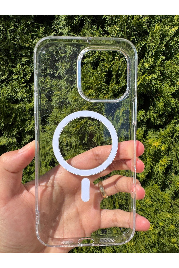 iPhone 16 Pro Max Uyumlu Simli Kılıf Sert Sararmaz Magsafe Kamera Kenarı Koruyucu Dayanıklı Kapak