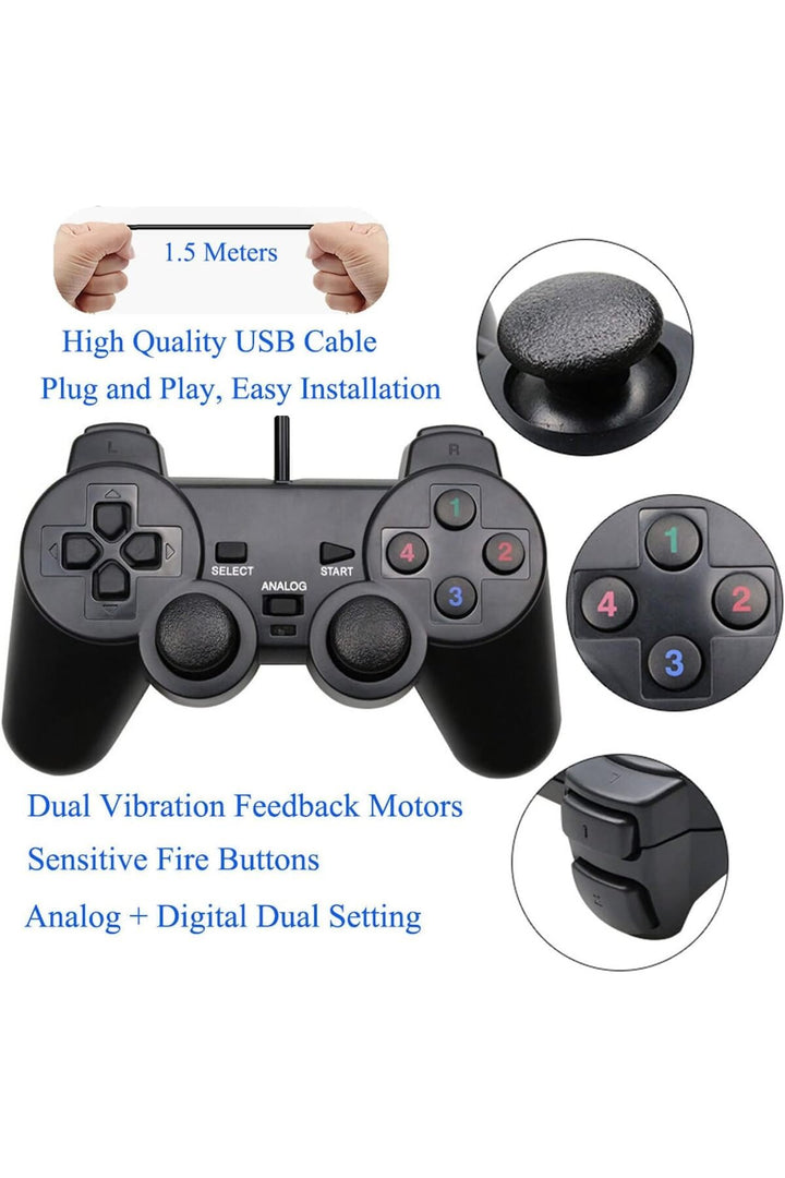PS3/PC/Windows 11/10/8/7 Roblox/Steam/RetroPie Uyumlu DoubleShock Oyun Kol USB Tak Çalıştır Joystick