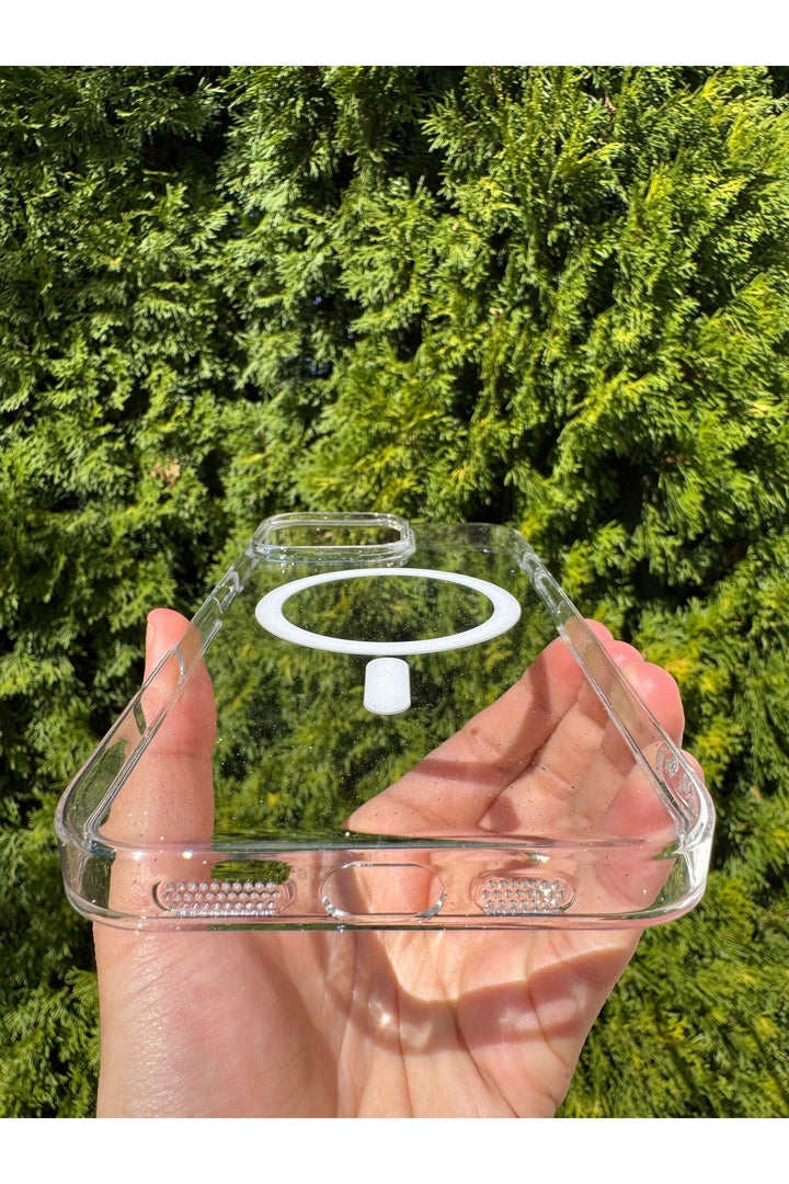 iPhone 16 Pro Max Uyumlu Simli Kılıf Sert Sararmaz Magsafe Kamera Kenarı Koruyucu Dayanıklı Kapak