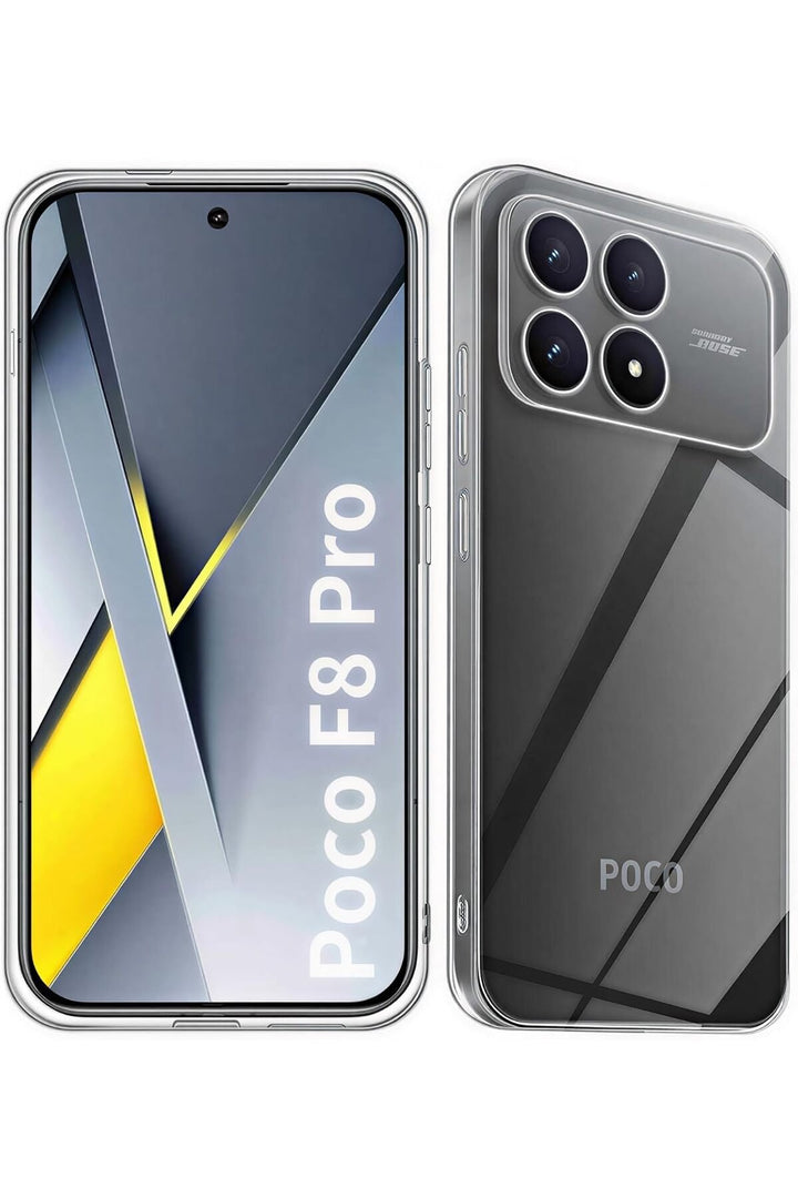 Poco F8 Pro Uyumlu Kamera Korumalı Kılıf Darbe Önceleyici Şeffaf Transparan Esnek Silikon Kapak