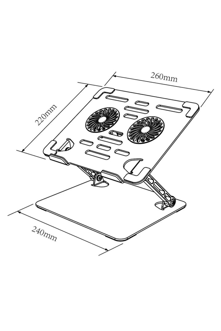 Laptop/Notebook/Macbook Uyumlu Soğutucu Fanlı Katlanabilir Yükseklik Ayarlı Metal Masa Üstü Standı