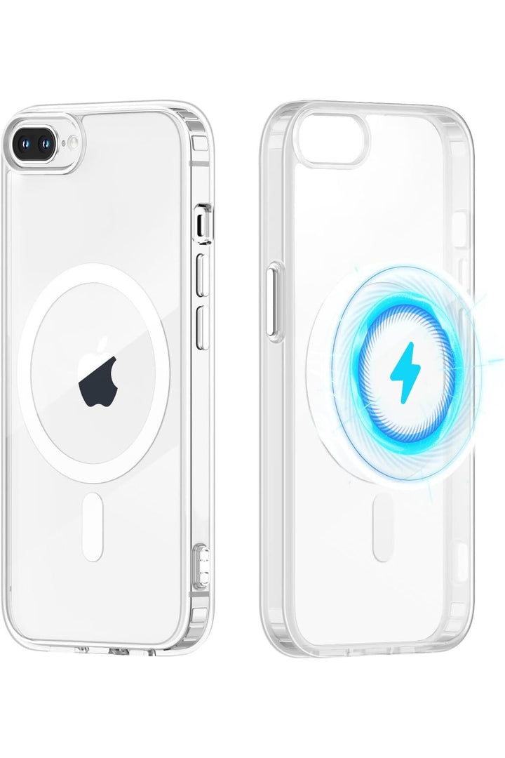 iPhone 7 Plus Uyumlu Kılıf Kamera Çıkıntılı Şeffaf Magsafe Kablosuz Şarj Destekli Kapak