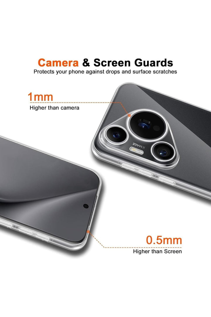 Huawei Pura 80 Ultra Uyumlu Kamera Korumalı Kılıf Darbe Önleme Şeffaf Transparan Esnek Silikon Kapak