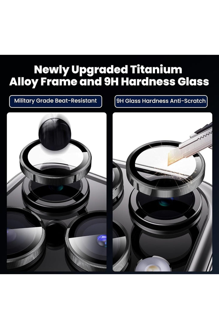iPhone 15 Pro Max Uyumlu Kamera Lens Koruyucu Dayanıklı Renkli Metal Temperli Cam Kamera Lens Koruma