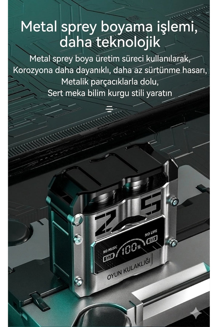 Bluetooth Oyun Kulaklığı Mecha Ledli Kablosuz Game Kulaklık Yüksek Bass ENC Oyun Modlu Dijital