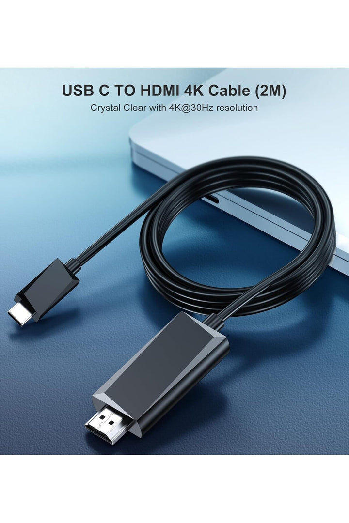 iPhone 15 Pro Max/16/16 Plus/17 Pro Max Uyumlu Type-C HDMI Çevirici 4K 1080P USB-C 2m Dönüştürücü