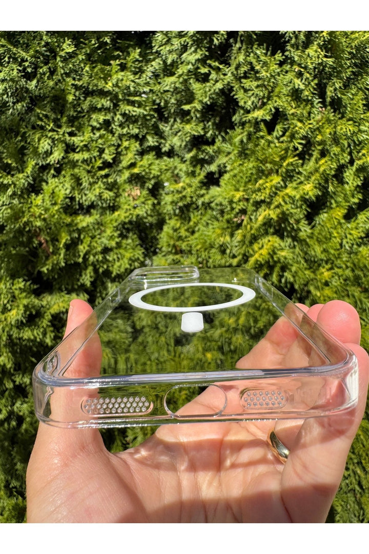 iPhone 15 Pro Max Uyumlu Kılıf Sert Sararmaz Magsafe Kamera Kenarı Koruyucu Dayanıklı Kapak