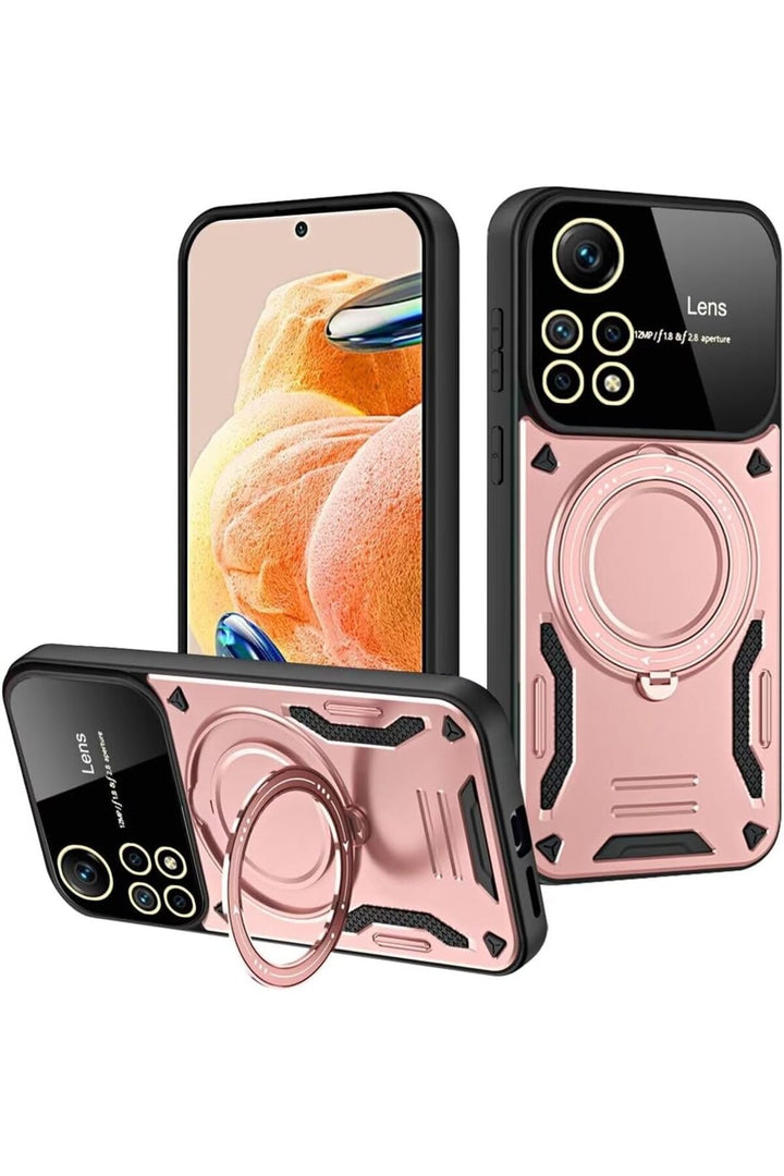 Xiaomi Redmi Note 11 Pro Uyumlu Kılıf Magsafe Standlı Kamera Lens Korumalı Dayanıklı Renkli Tank