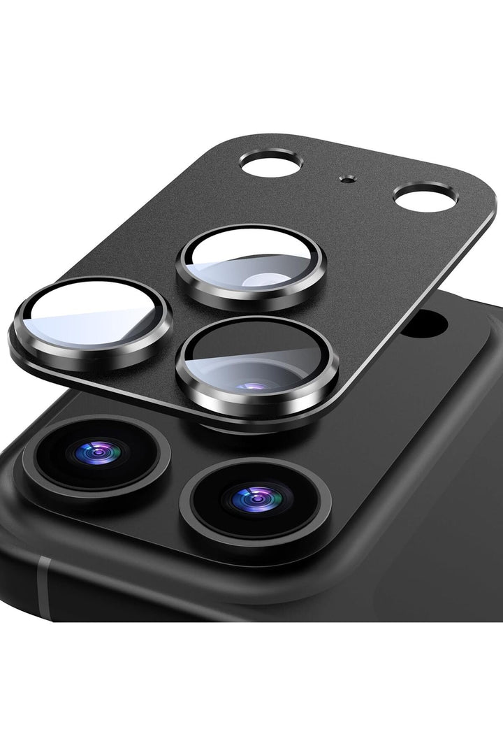 iPhone 17 Pro Uyumlu Kamera Koruyucu Lens Metal Temperli Cam Kamera Çevresi Tam Koruma