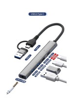 Load image into Gallery viewer, PC/iPad/Macbook/iPhone 15 Plus/16/17 Pro Max Uyumlu Type-C/USB To USB/Type-C/3.5mm Jack Çevirici HUB