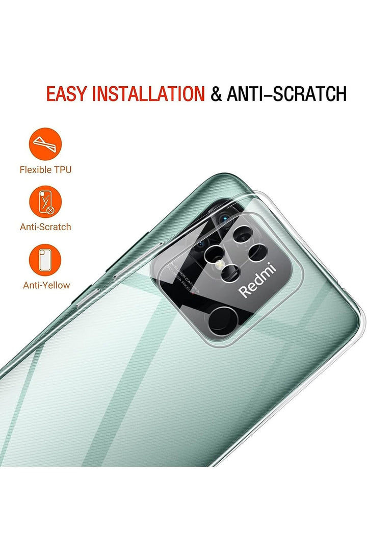 Xiaomi Redmi 10C/PocoC40 Uyumlu Kılıf 3D Kamera Korumalı Darbe Önleyici Şeffaf Esnek Silikon Kapak