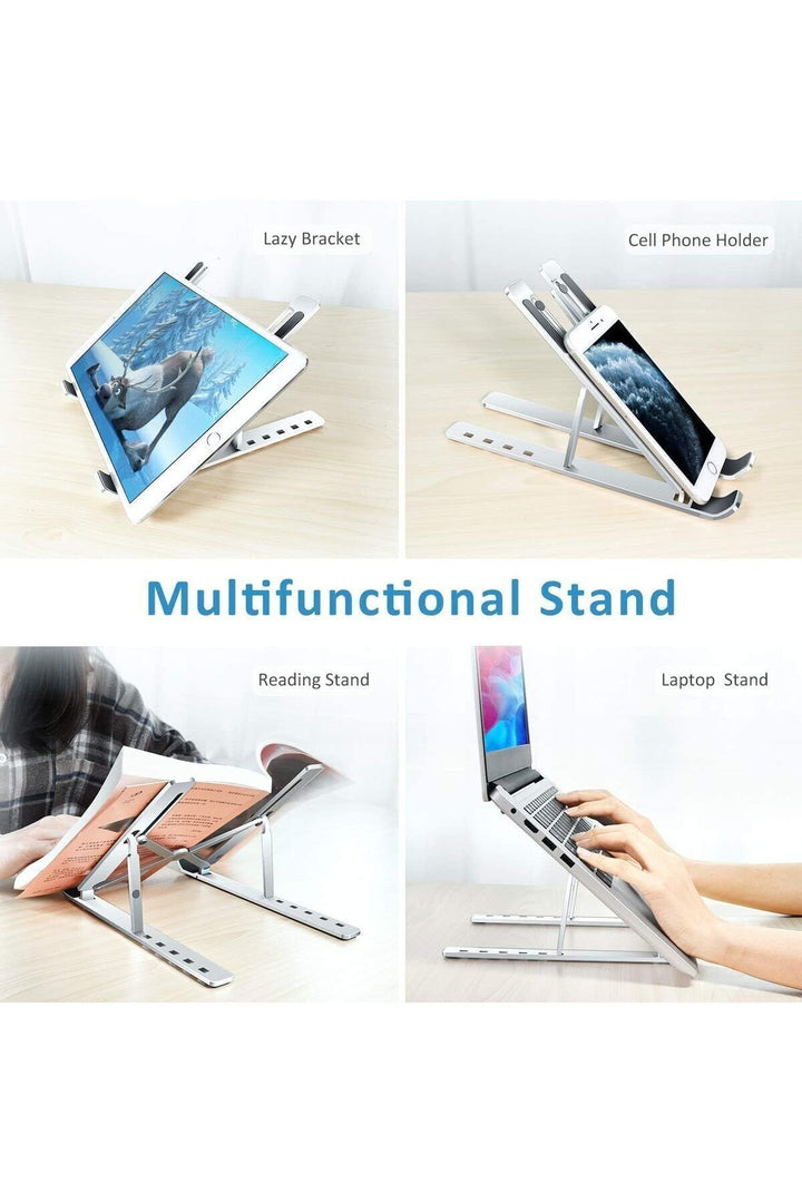 Kademeli Ayarlanabilir Metal Laptop Standı Macbook/notebook Katlanabilir Hafif Kaymaz Tablet Tutucu
