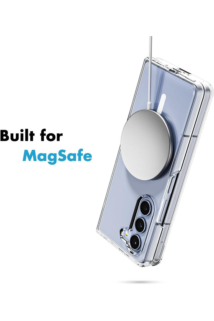 Samsung Galaxy Z Fold 5 Uyumlu Kılıf Kamera Çıkıntılı Şeffaf Magsafe Kablosuz Şarj Destekli Kapak