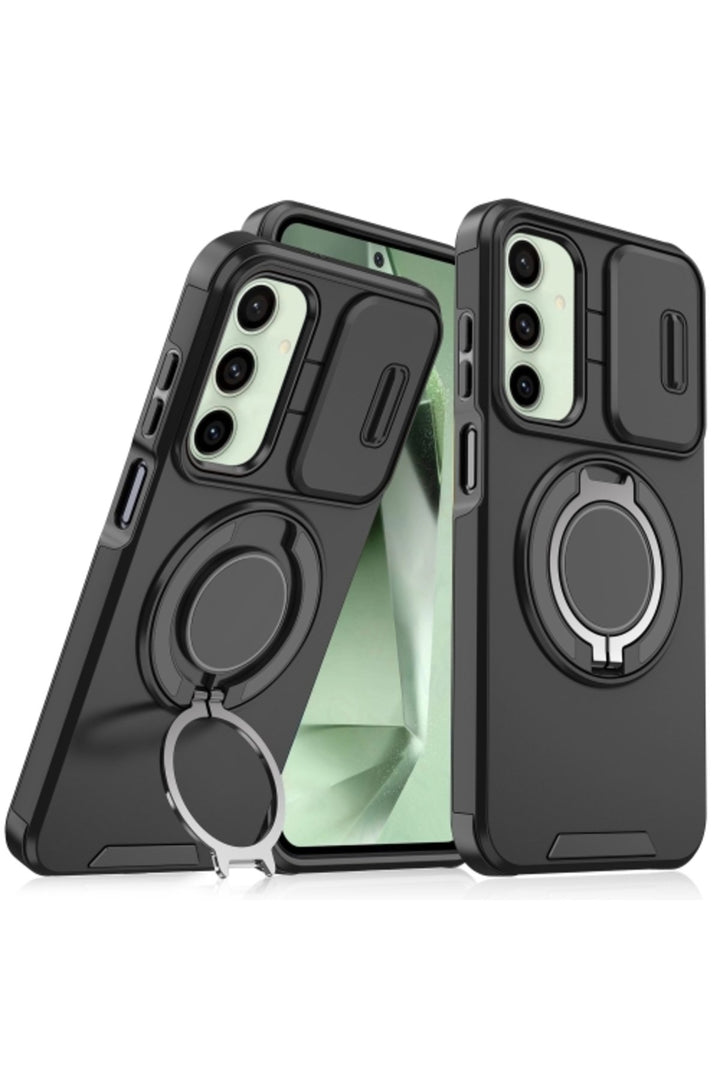 Samsung Galaxy A16 Uyumlu Kılıf Kamera Korumalı Sürgülü 360 Dönebilen Magsafe Stand Tank Kapak