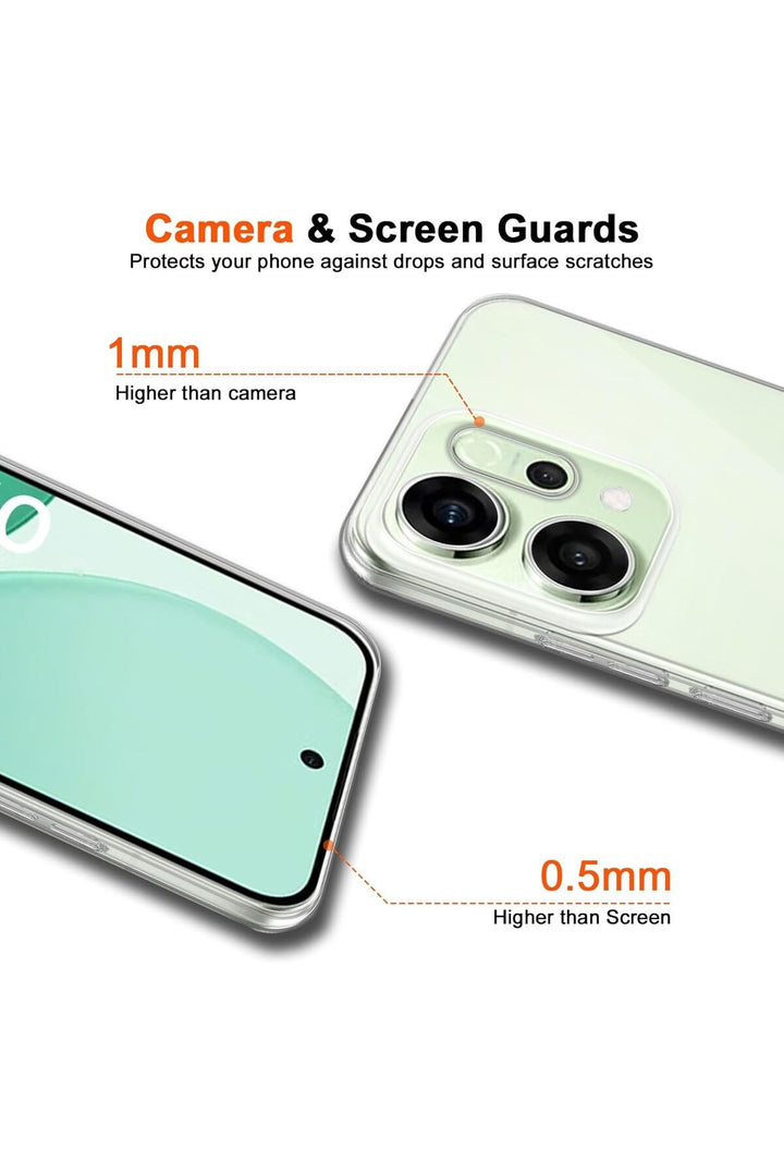 Oppo Reno 14 Uyumlu Kamera Korumalı Kılıf Darbe Önceleyici Şeffaf Transparan Esnek Silikon Kapak