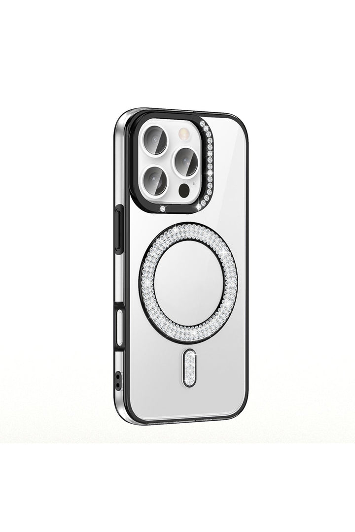 iPhone 16 Pro Uyumlu Kılıf Simli Parlak Stand Olabilen Magsafe Şarj için Uygun Renkli Arka Kapak