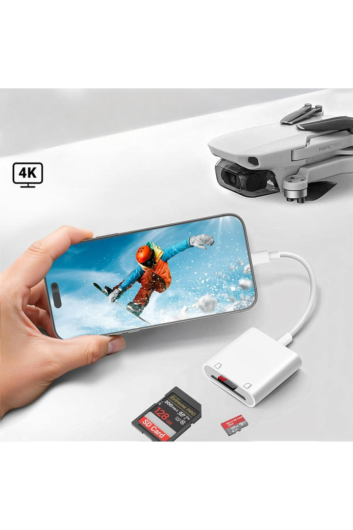 17/16/15/Pro Max/Plus/Mini/iPad/MacBook Pro/Air Samsung Uyumlu Type-C To SD/Micro SD/TF Kart Okuyucu